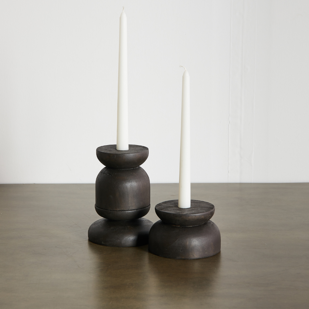 Organic Wood Taper Candlestick Holder - The Leafy Branch