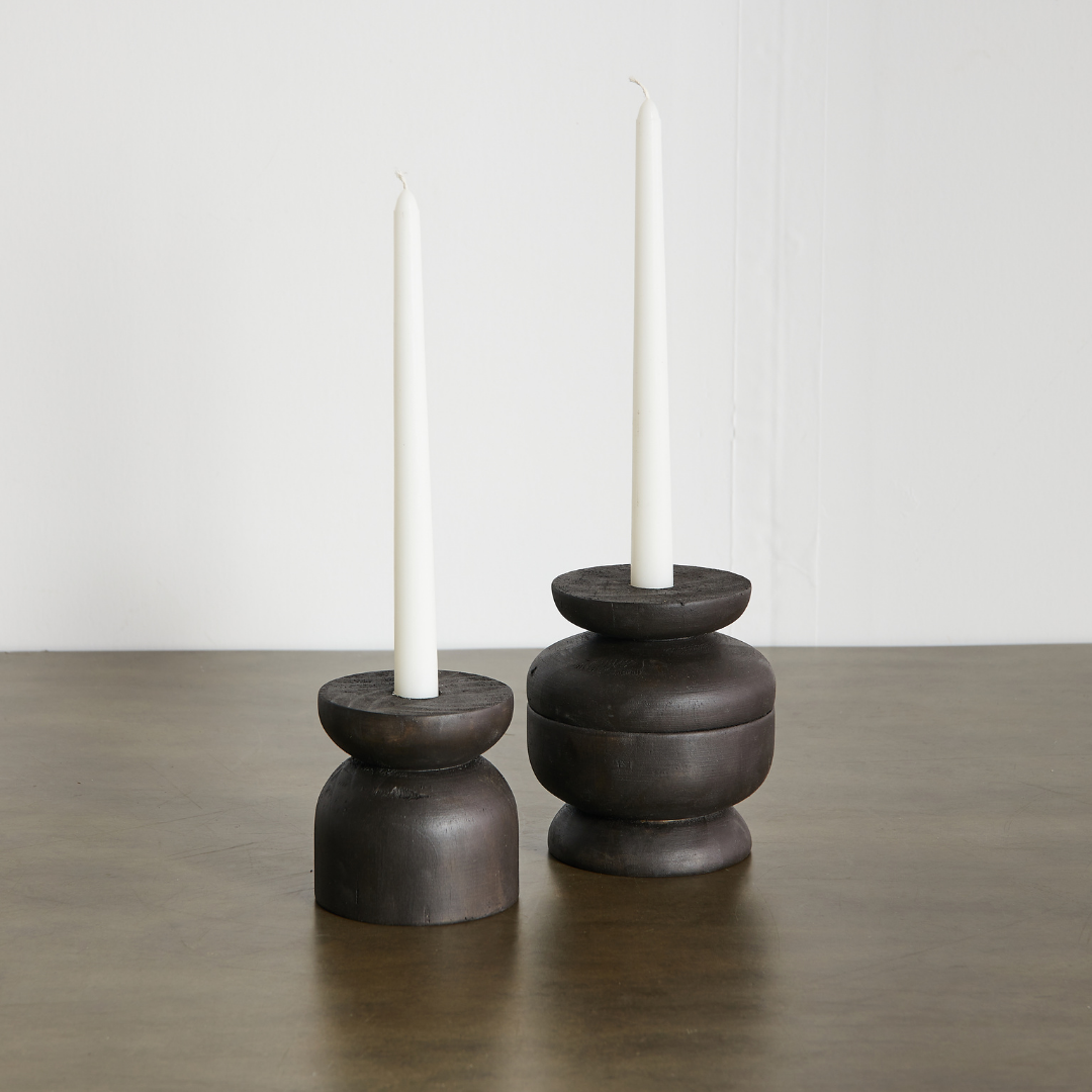 Organic Wood Taper Candlestick Holder - The Leafy Branch
