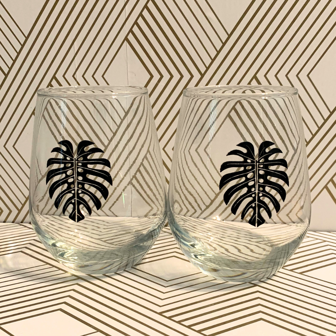 Monstera Wine Glass - The Leafy Branch