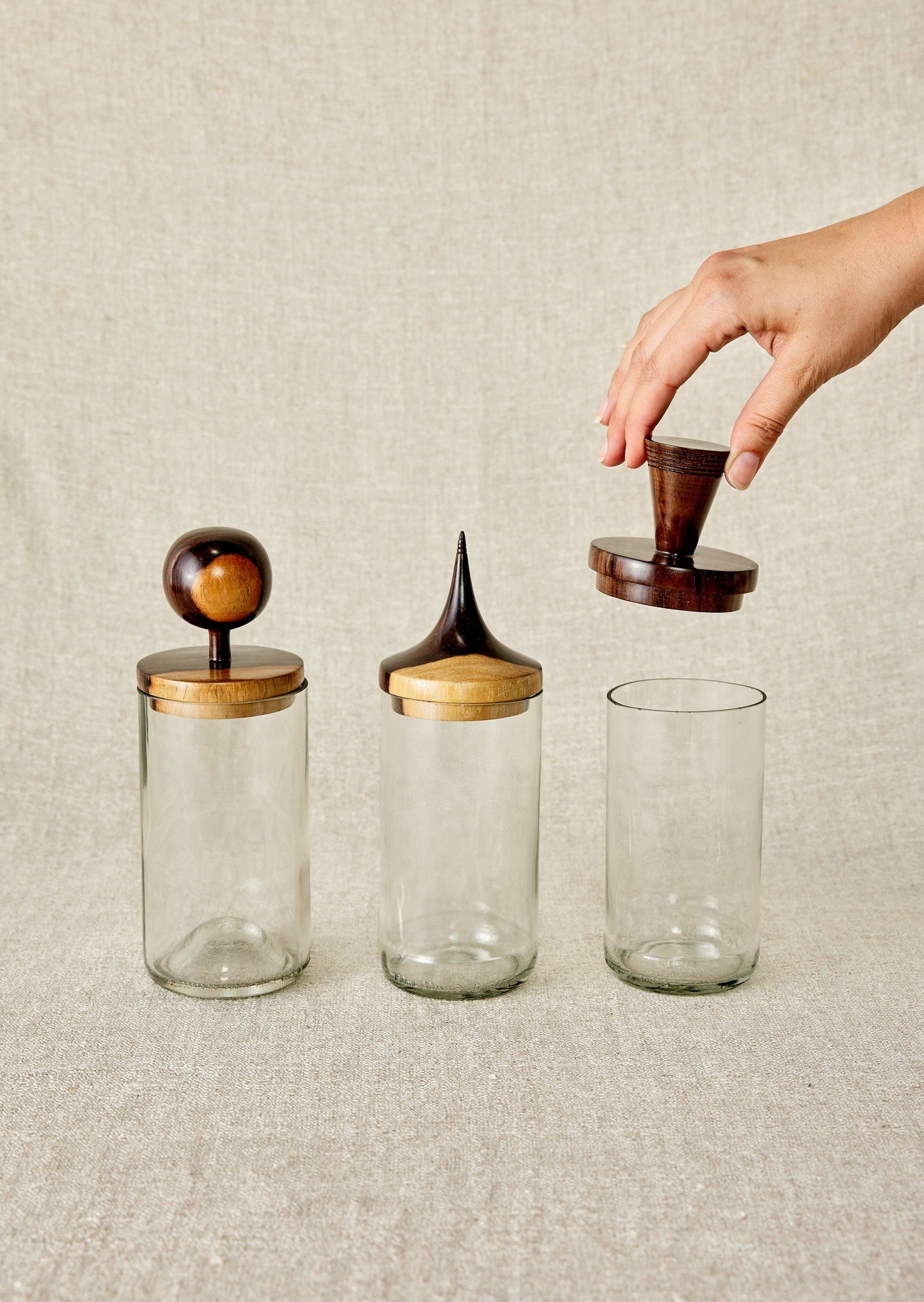 Wooden Topped Apothecary Jars - The Leafy Branch