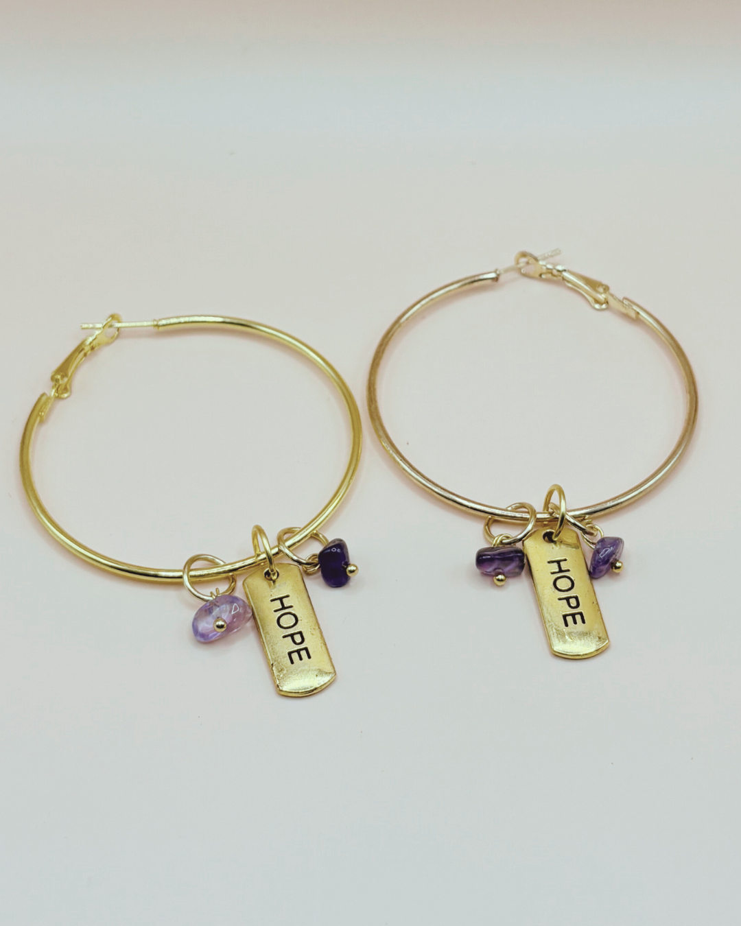 Hope Gold Hoop Earrings-Purple