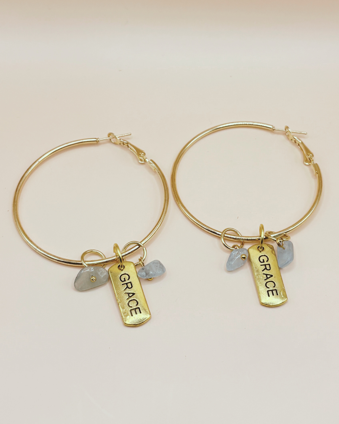 Grace Gold Hoop Earrings- blue