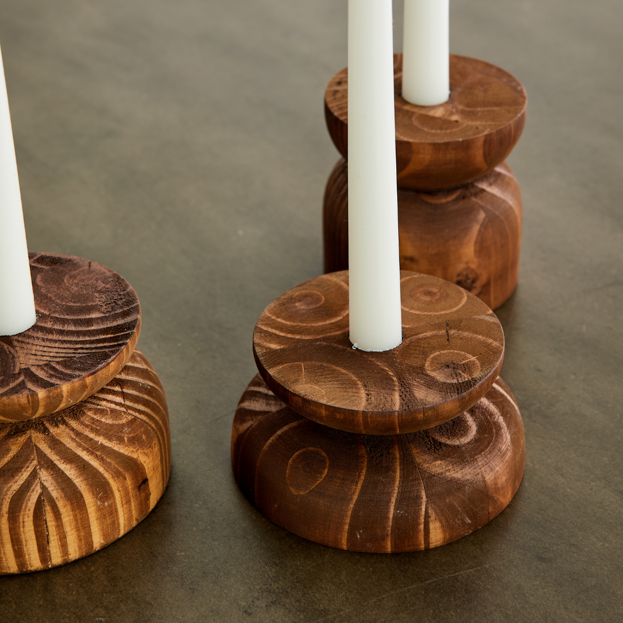 Organic Wood Taper Candlestick Holder - The Leafy Branch