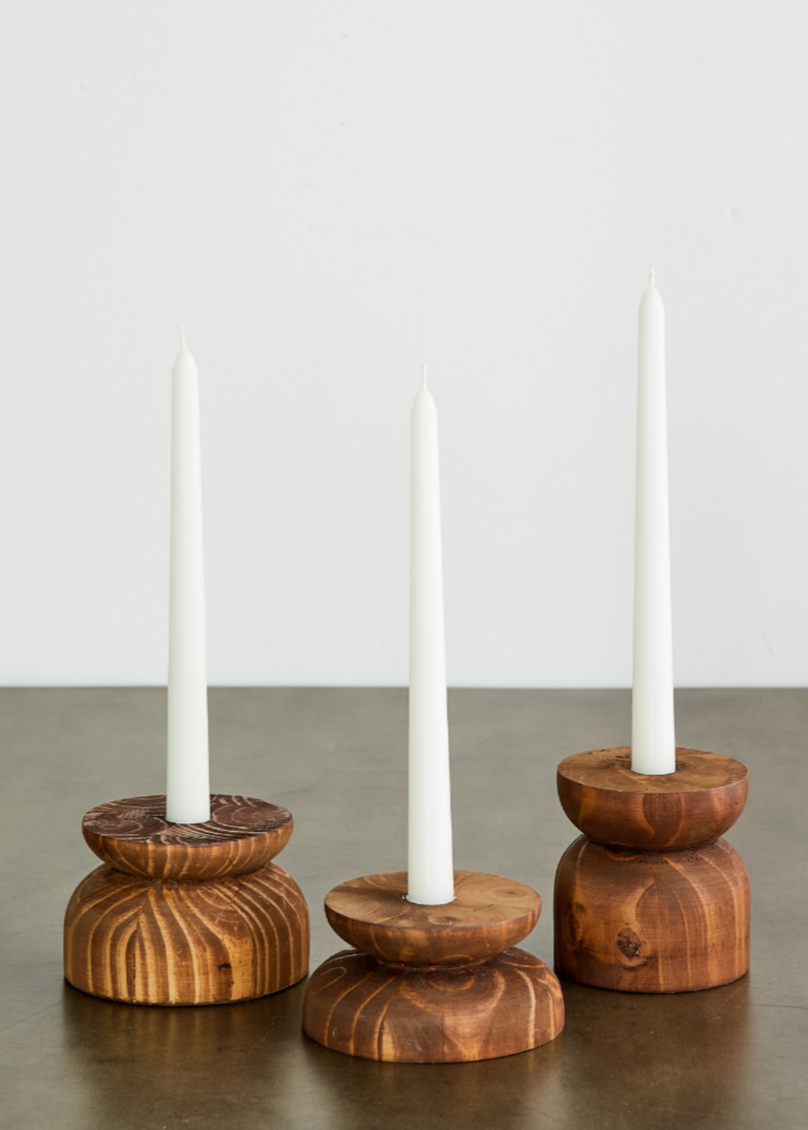 Organic Wood Taper Candlestick Holder - The Leafy Branch