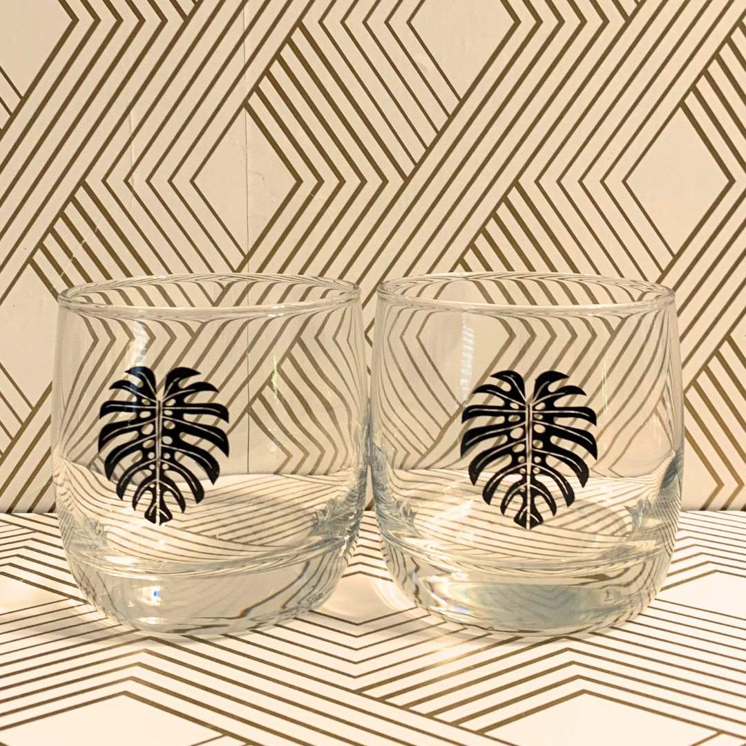 Monstera Whiskey Glass - The Leafy Branch