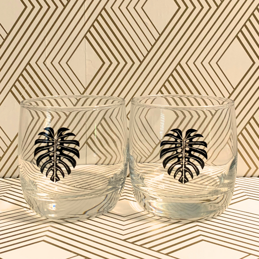 Monstera Whiskey Glass - The Leafy Branch
