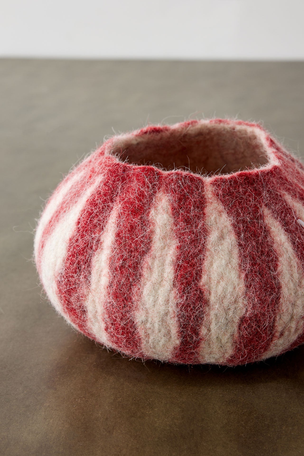 Berry Red Karakul Striped Wool Ukhamba Decorative Bowl - The Leafy Branch