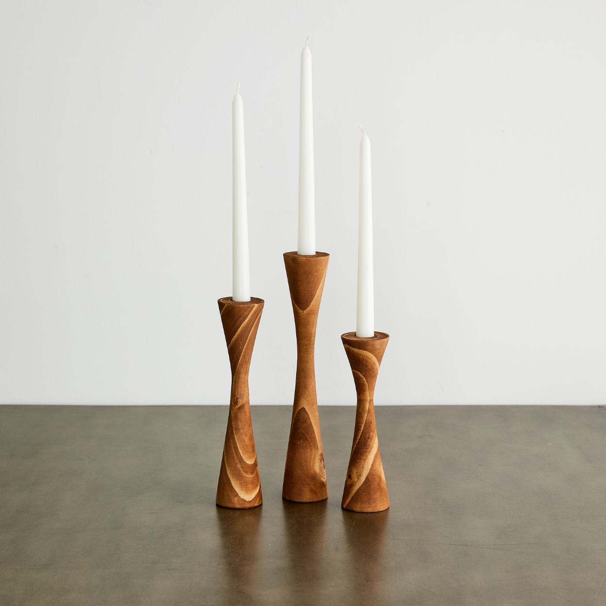 Geo Tapered Wooden Candlestick Holder - The Leafy Branch