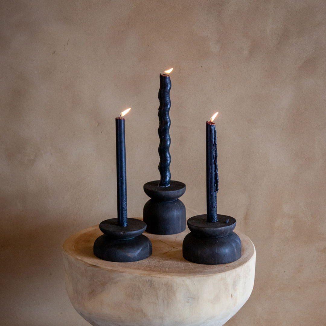 Organic Wood Taper Candlestick Holder - The Leafy Branch
