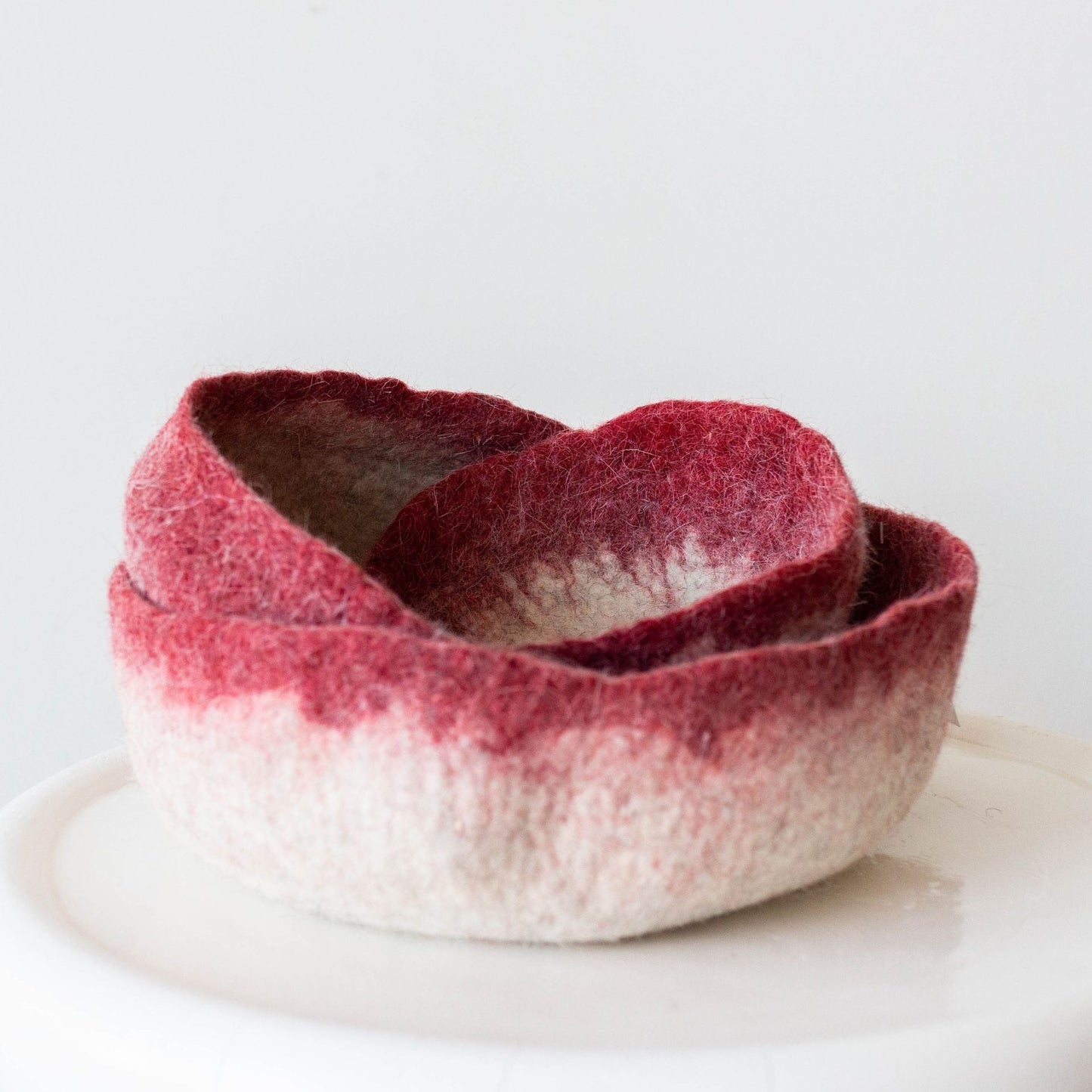 Berry Red Decorative Wool Nesting Bowls - The Leafy Branch