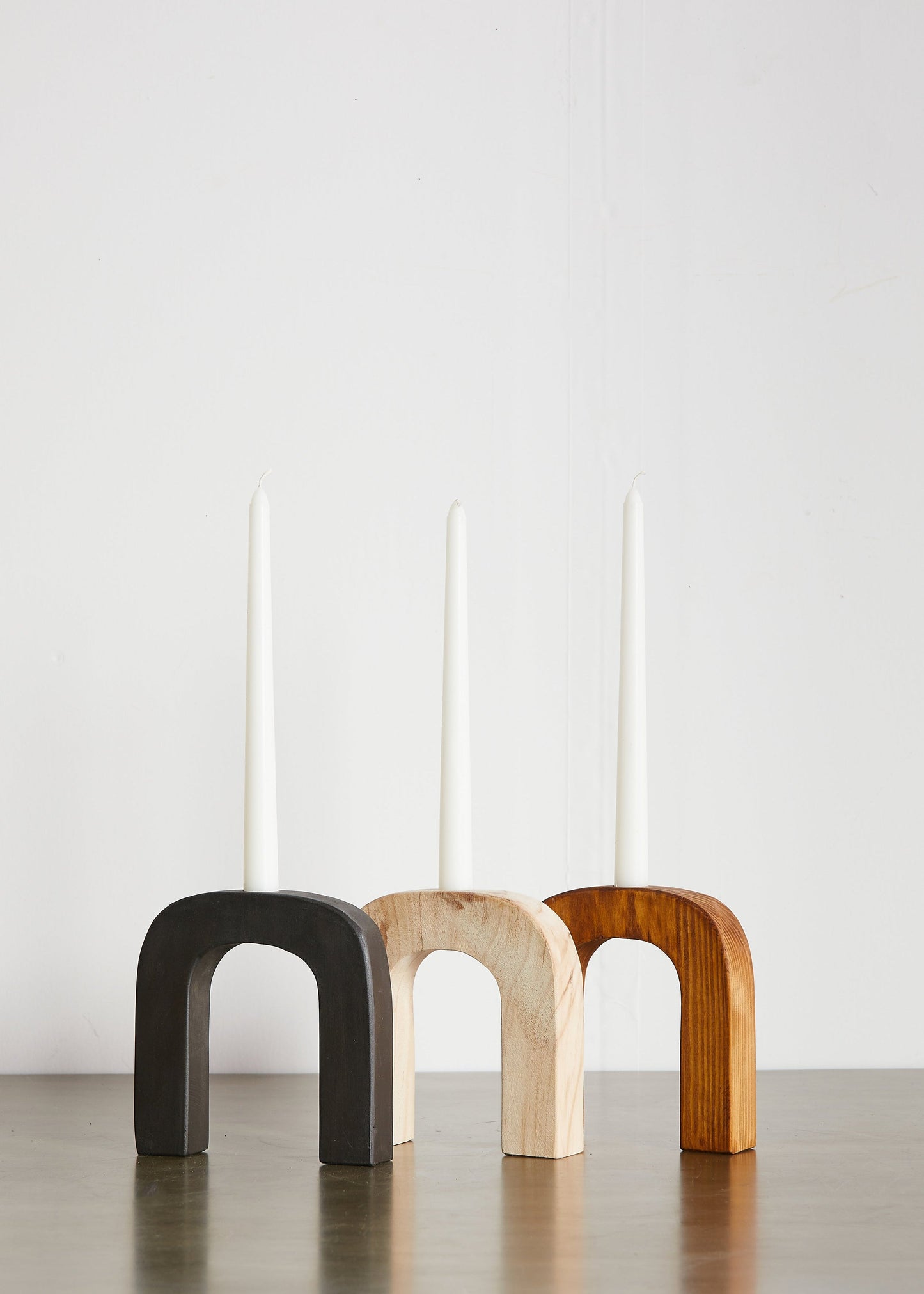 Arch Wooden Taper Candlestick Holder - The Leafy Branch