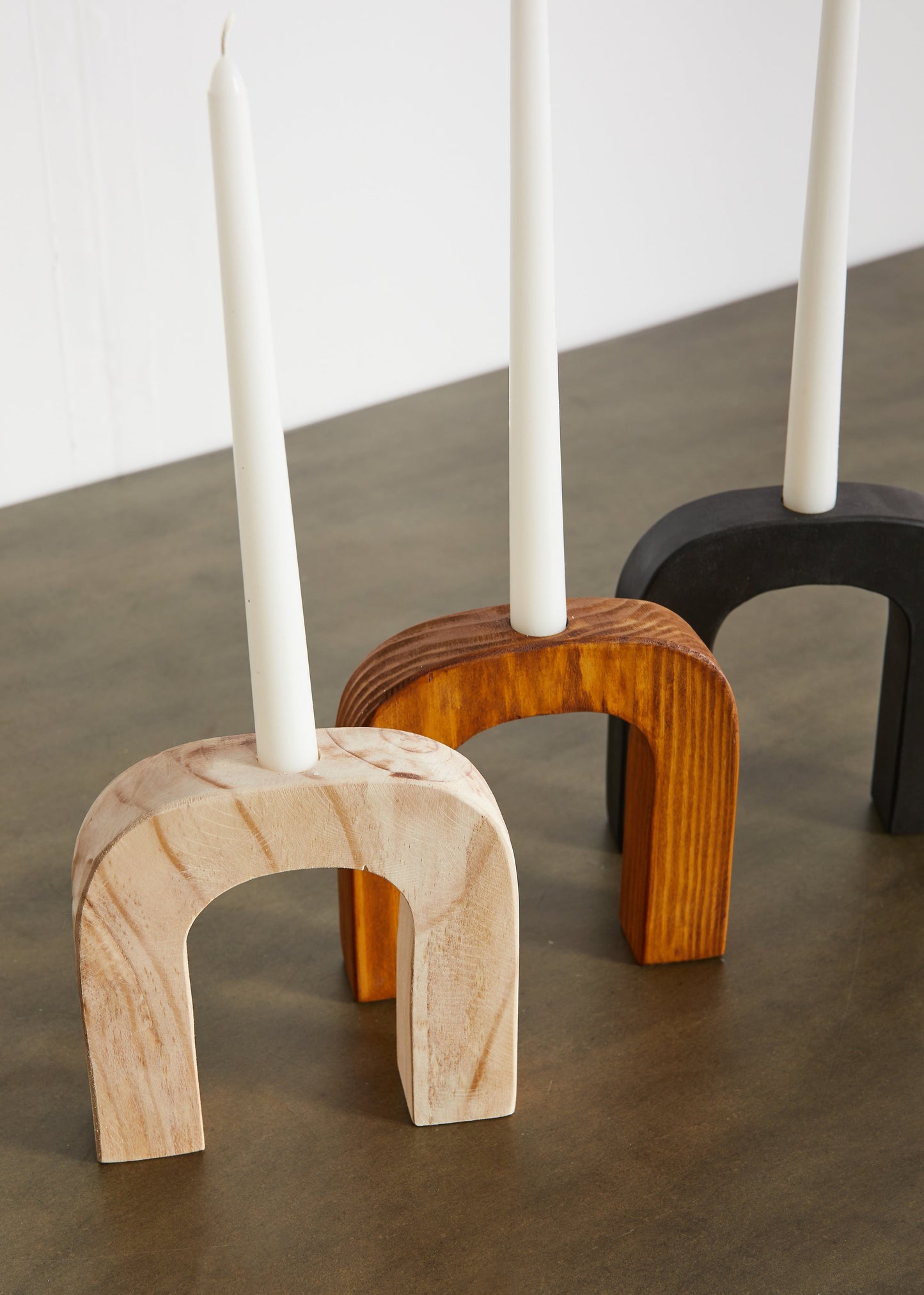 Arch Wooden Taper Candlestick Holder - The Leafy Branch