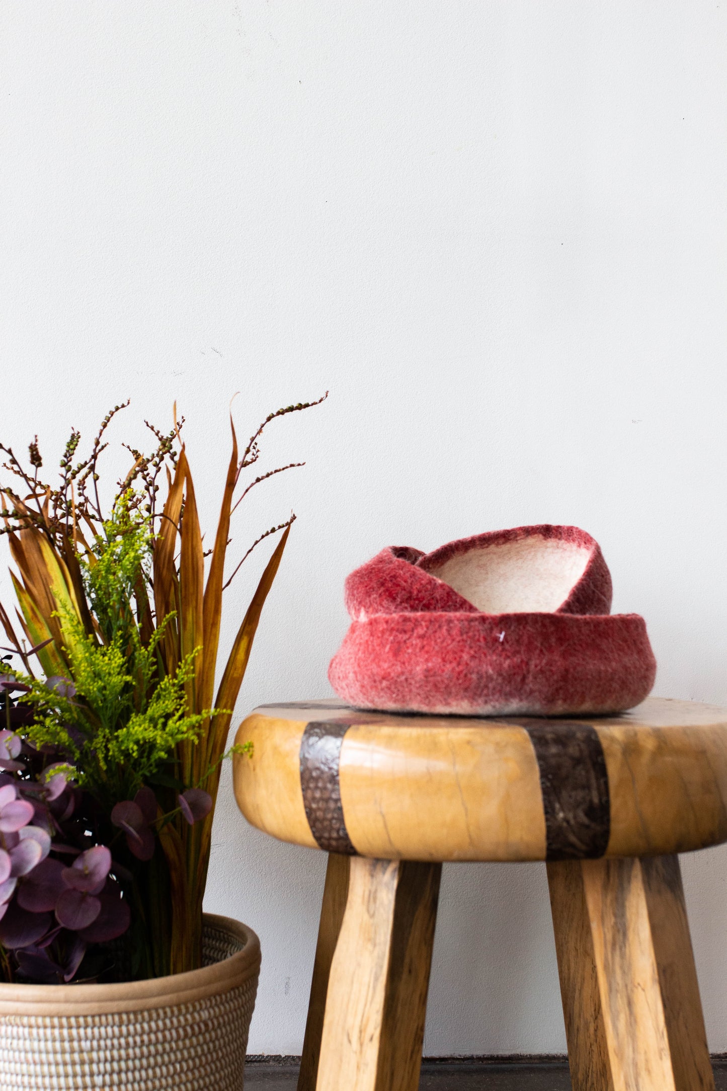 Berry Red Decorative Wool Nesting Bowls - The Leafy Branch