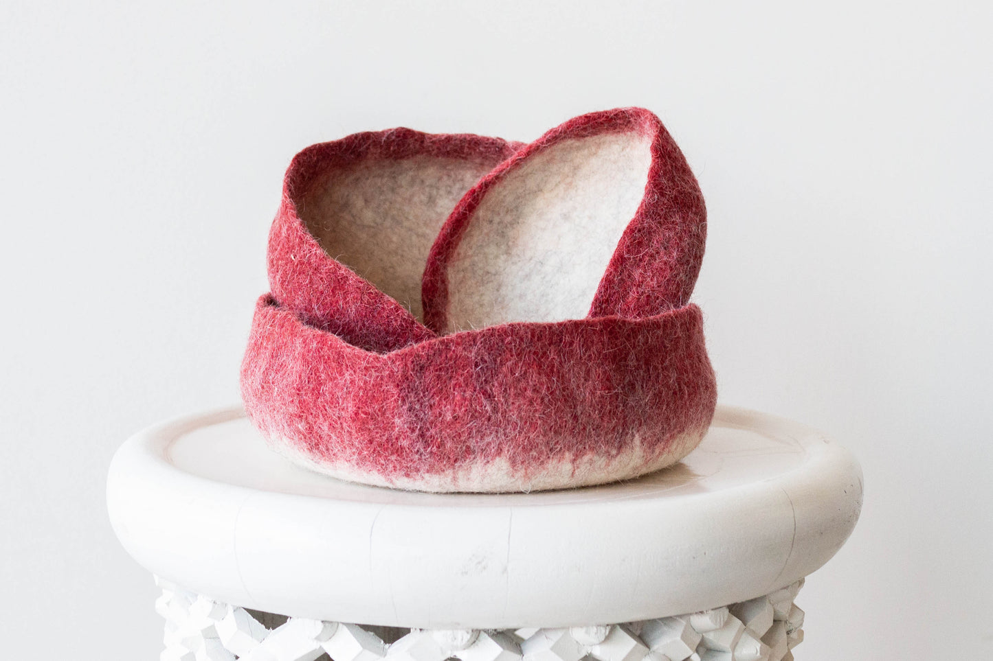 Berry Red Decorative Wool Nesting Bowls - The Leafy Branch