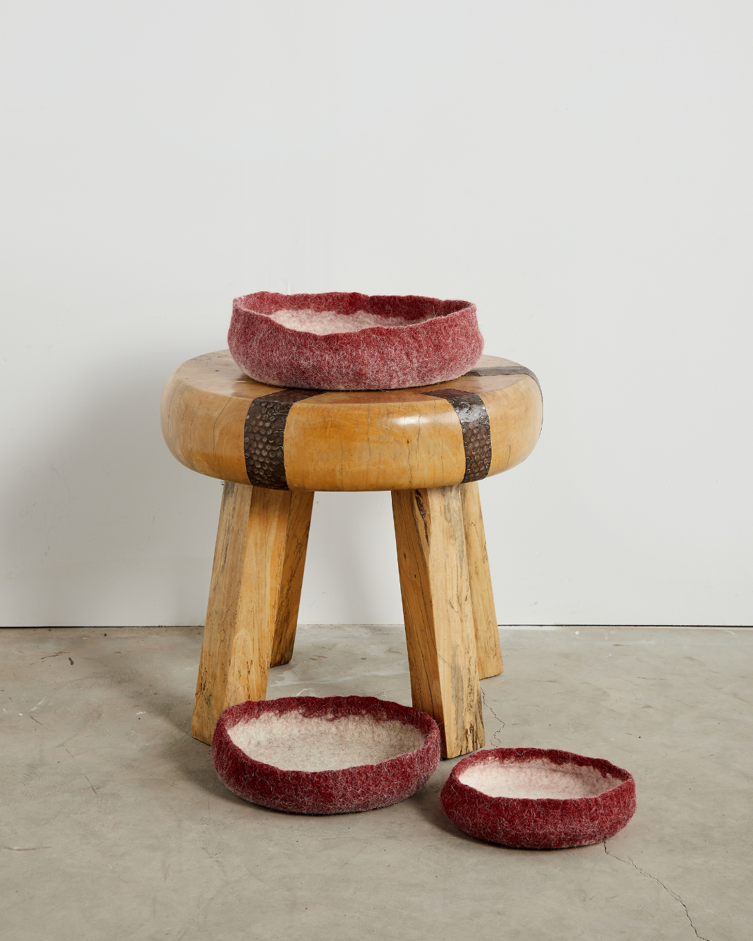 Berry Red Decorative Wool Nesting Bowls - The Leafy Branch