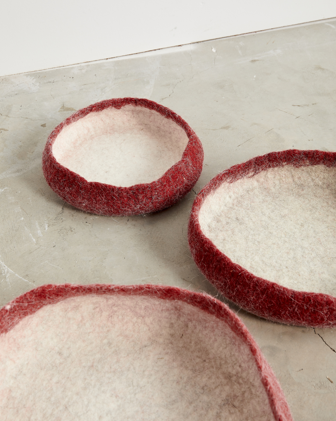 Berry Red Decorative Wool Nesting Bowls - The Leafy Branch