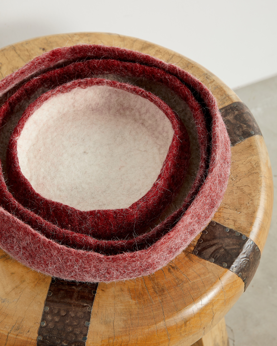 Berry Red Decorative Wool Nesting Bowls - The Leafy Branch