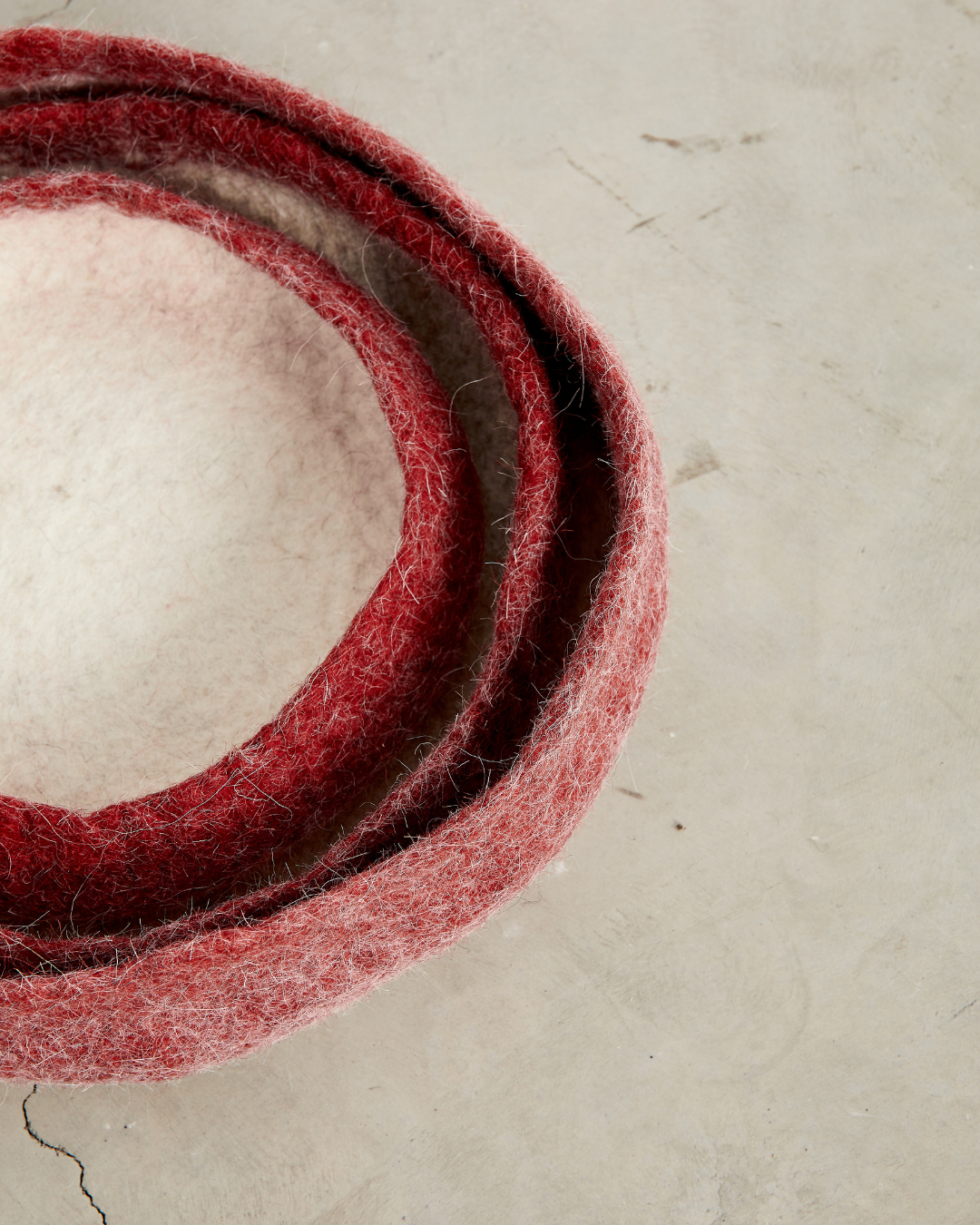 Berry Red Decorative Wool Nesting Bowls - The Leafy Branch