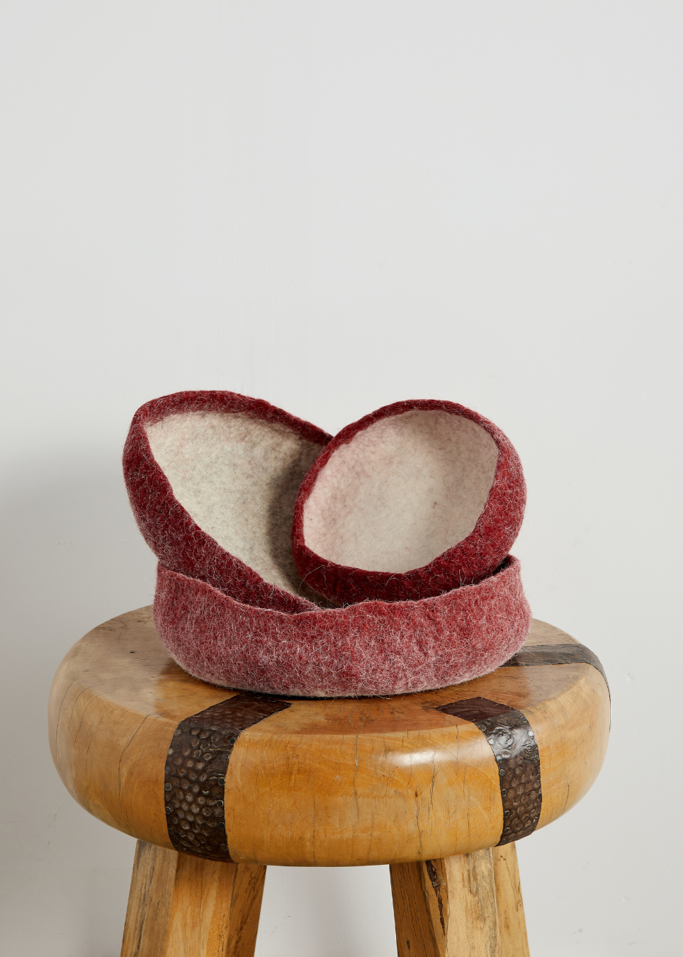 Berry Red Decorative Wool Nesting Bowls - The Leafy Branch
