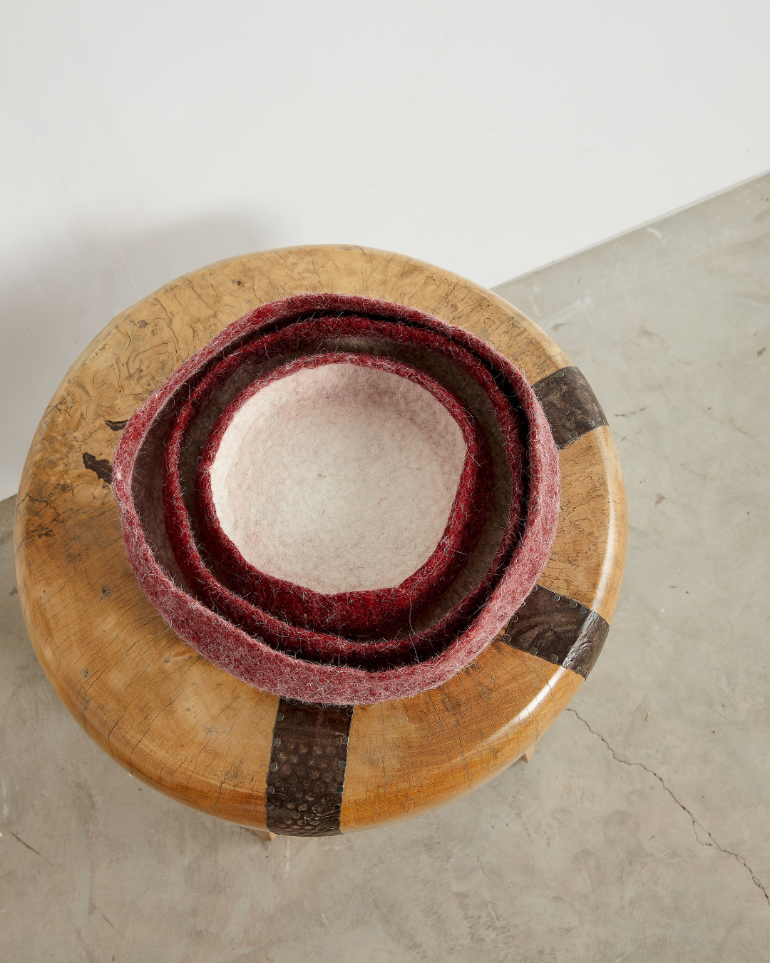 Berry Red Decorative Wool Nesting Bowls - The Leafy Branch