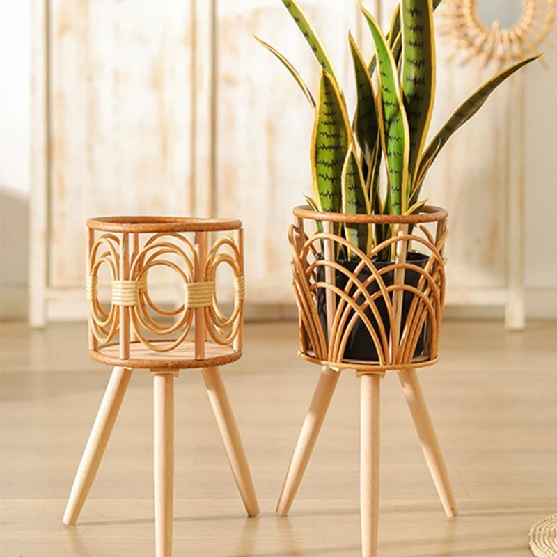 Bria Boho rattan Plant Stands - The Leafy Branch