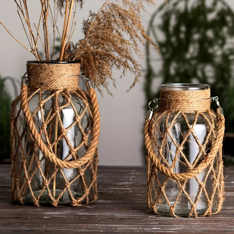 Boho Rattan Woven Vase - The Leafy Branch