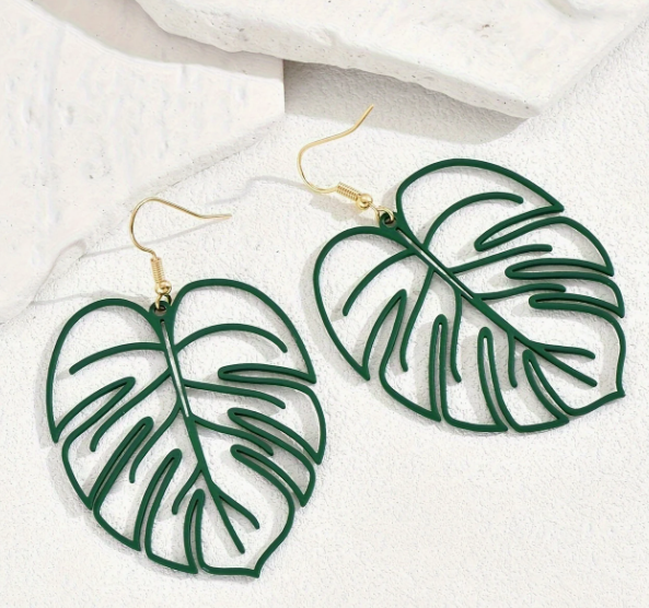 Vibrant Green Monstera Earrings - The Leafy Branch