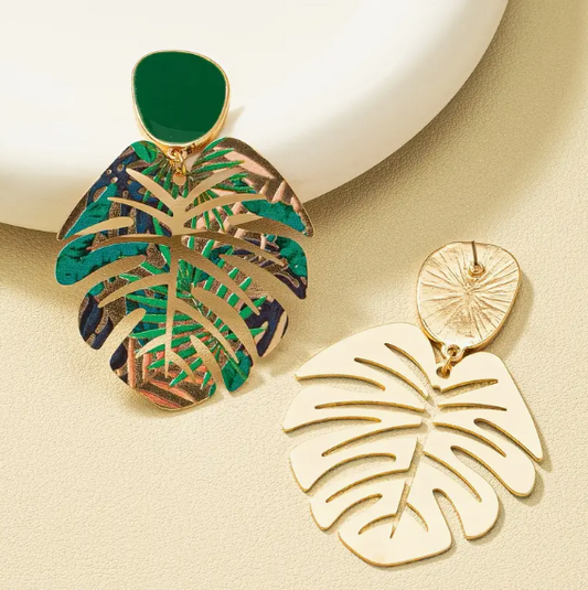 Tropical Monstera Earrings - The Leafy Branch