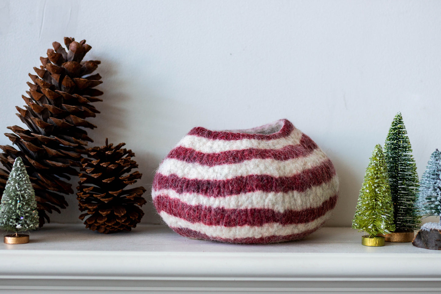 Berry Red Pathways Decorative Wool Ukhamba Bowl - The Leafy Branch