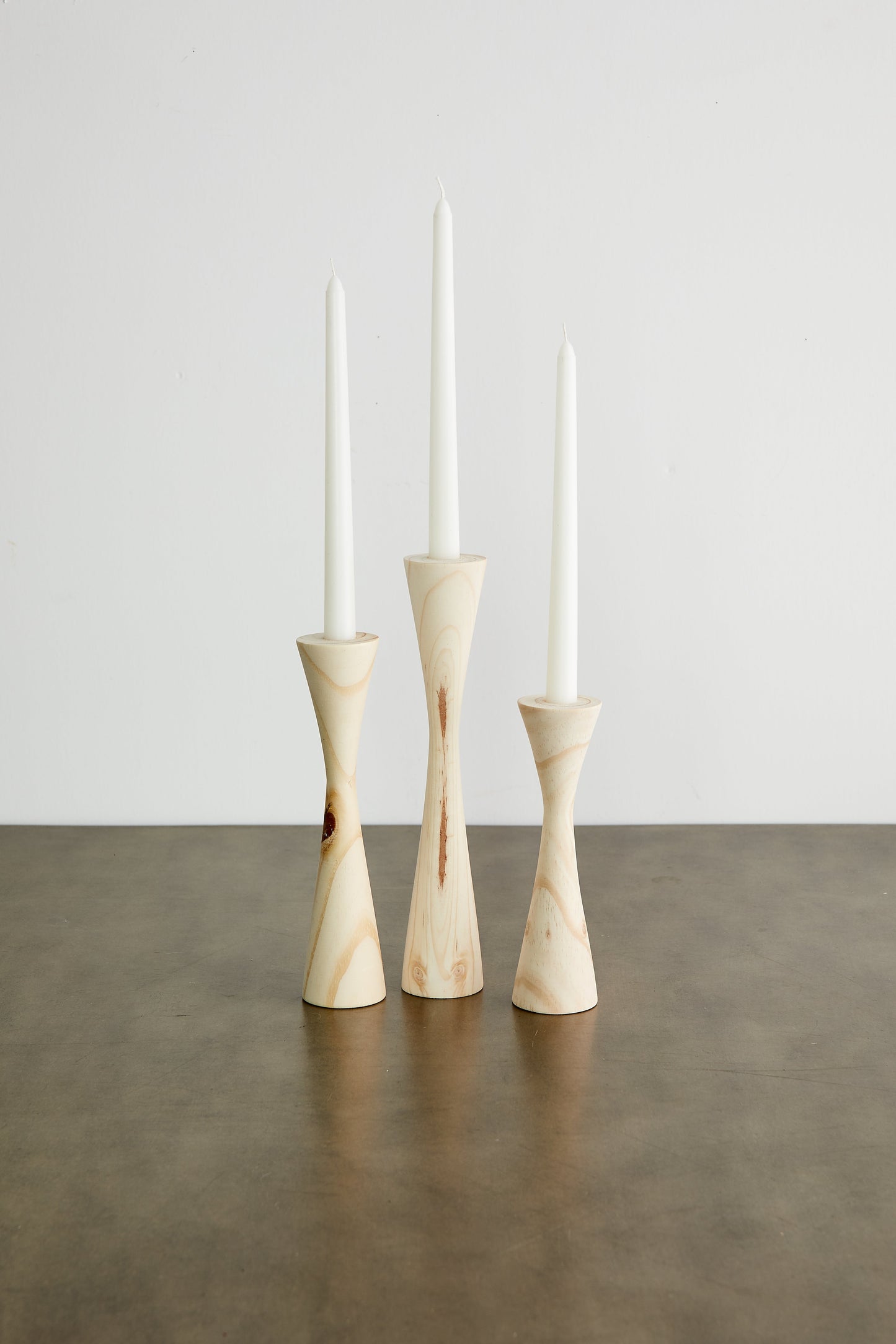 Geo Tapered Wooden Candlestick Holder - The Leafy Branch