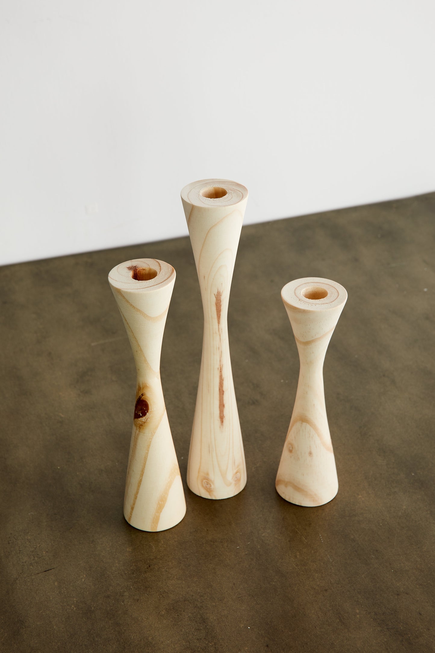 Geo Tapered Wooden Candlestick Holder - The Leafy Branch