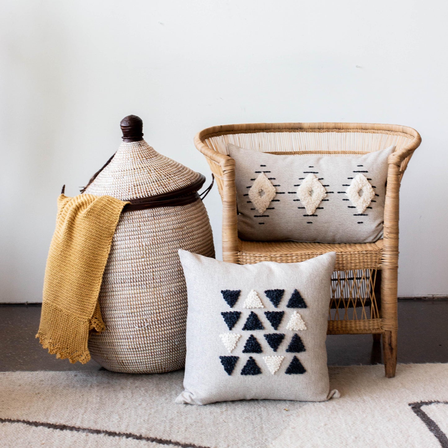 AfriScandi Harvest Wool + Cotton Throw Pillow - The Leafy Branch