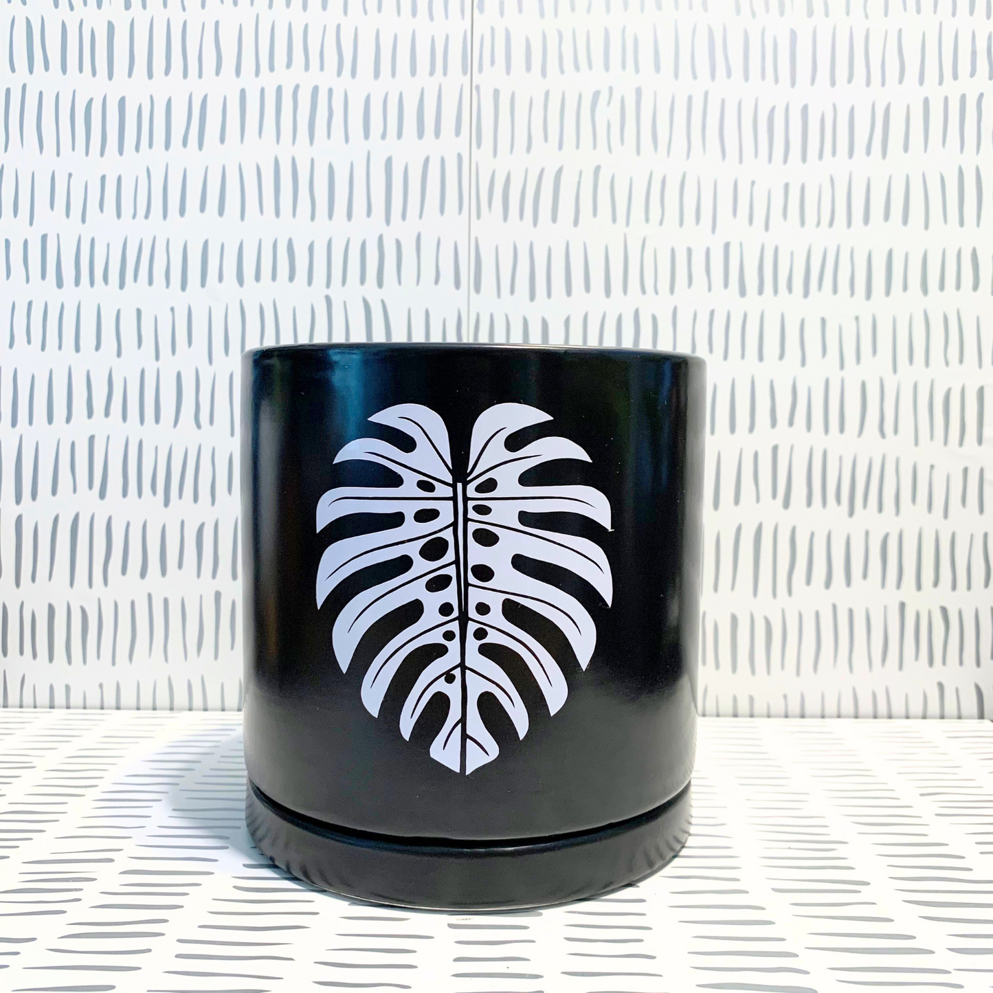Signature Ceramic Monstera Planter- Black