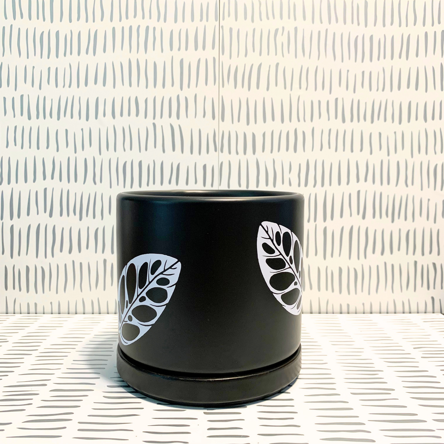 Signature Ceramic Monstera Adansonii Planter- Black