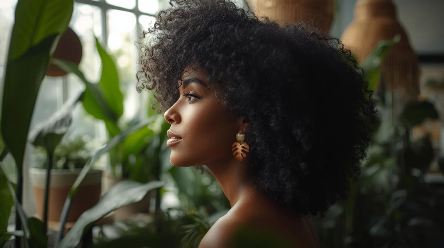 Monstera Handmade Clay Earrings- Brown