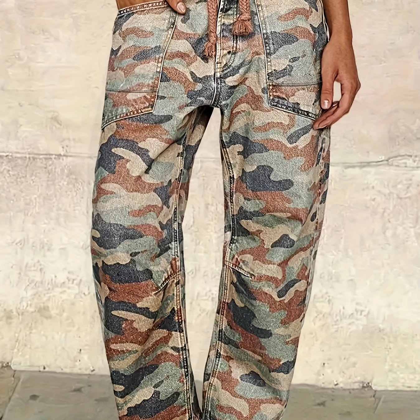 Chloe Camo Washed Denim Cargo Pants