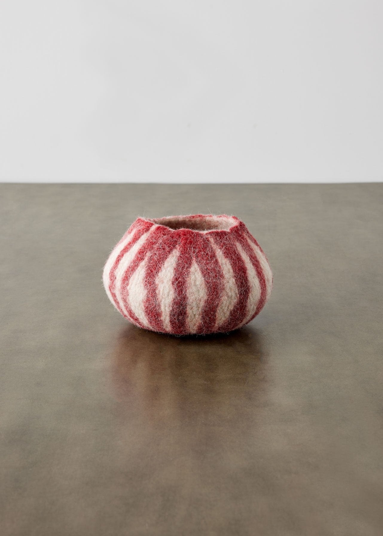 Berry Red Karakul Striped Wool Ukhamba Decorative Bowl - The Leafy Branch