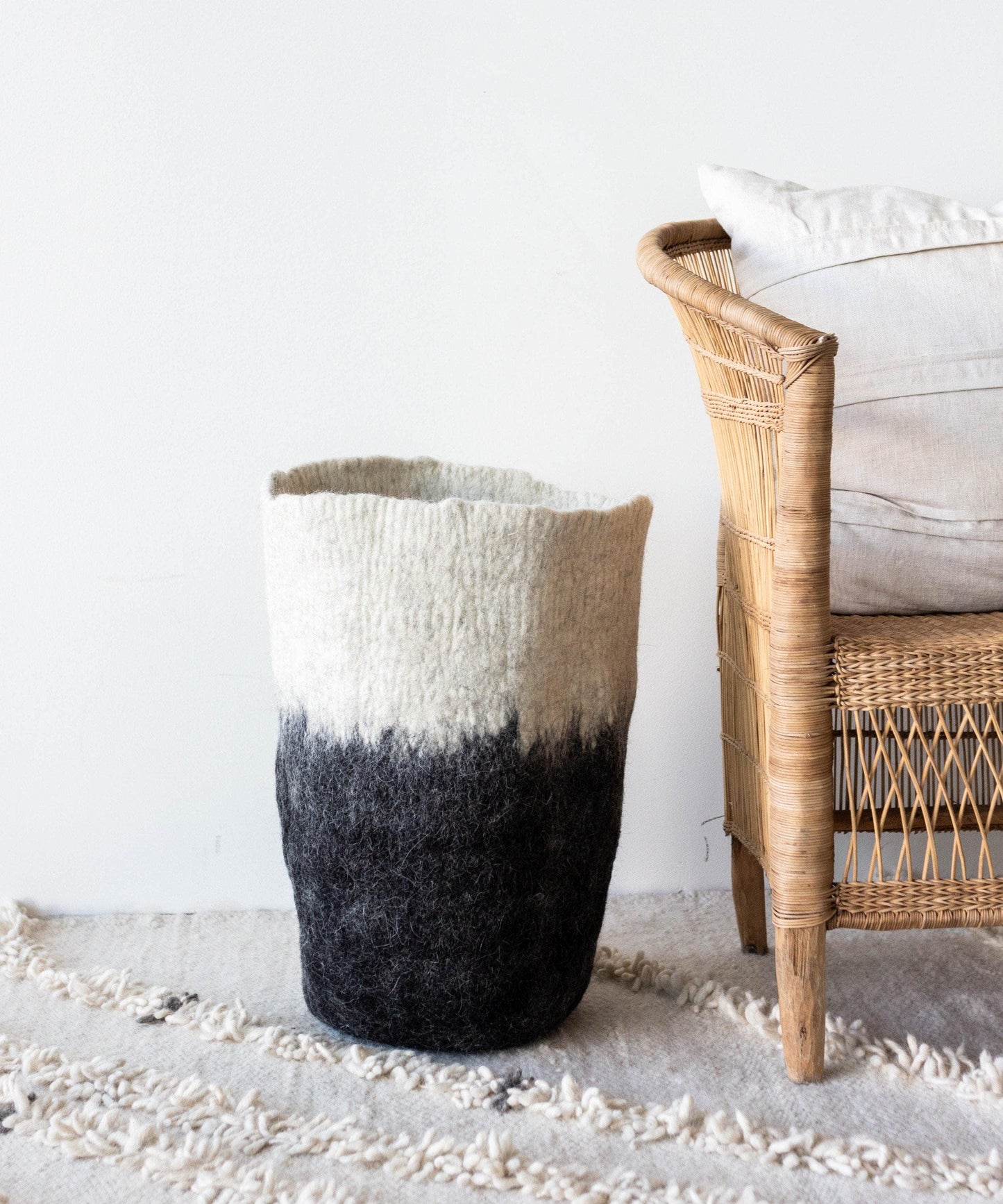 Eclipse Black & White Wool Floor Vase - The Leafy Branch