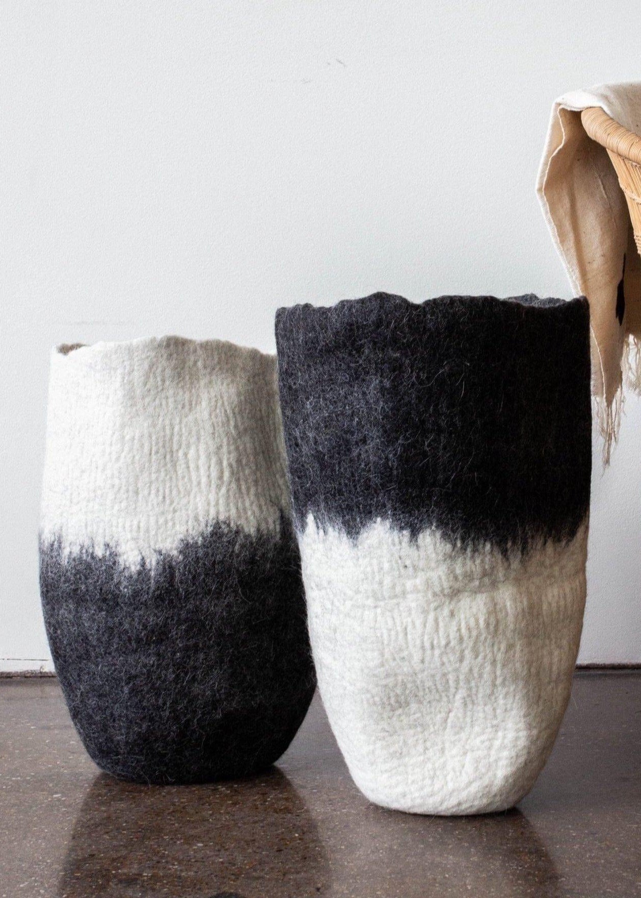 Eclipse Black & White Wool Floor Vase - The Leafy Branch