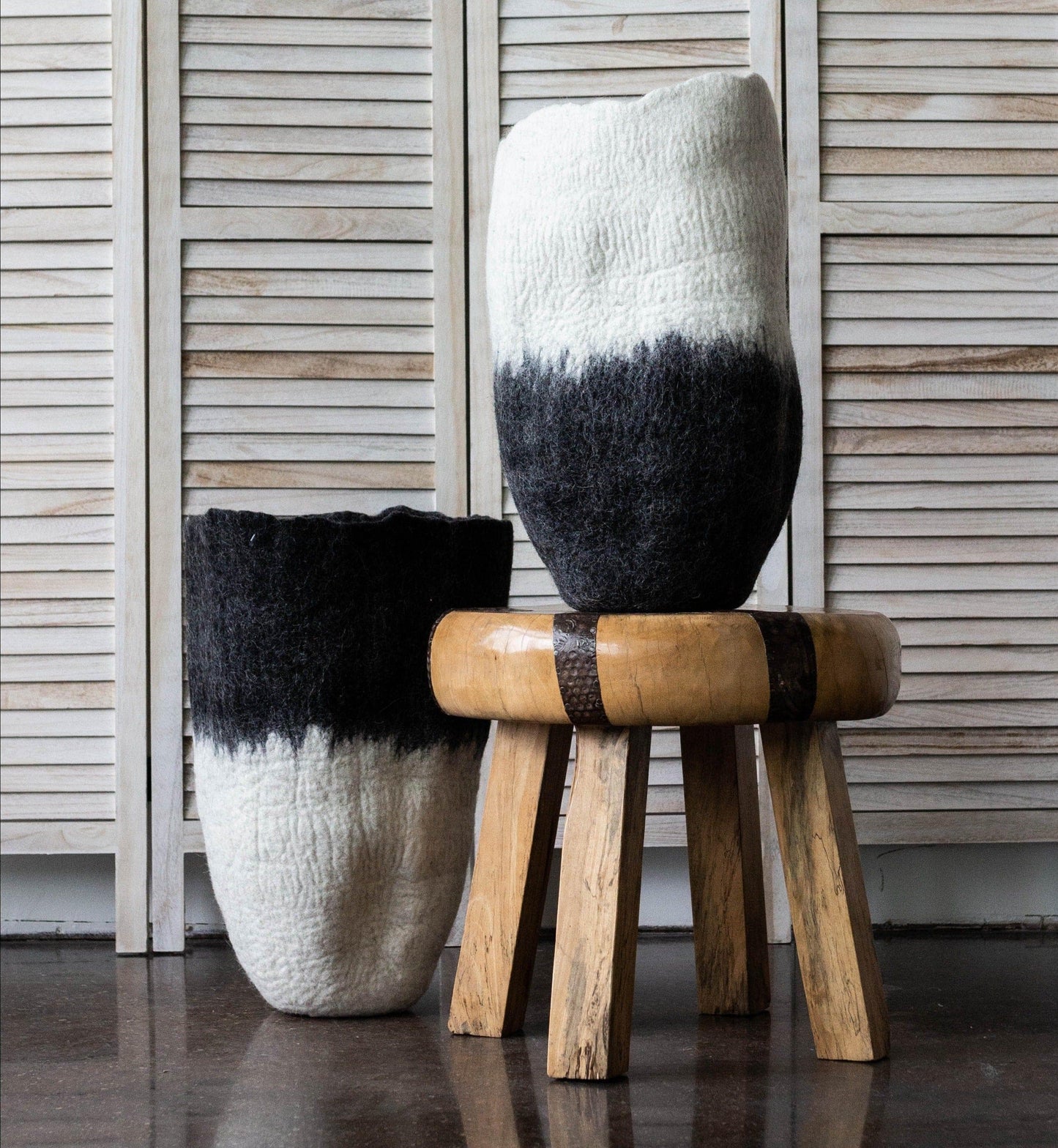 Eclipse Black & White Wool Floor Vase - The Leafy Branch