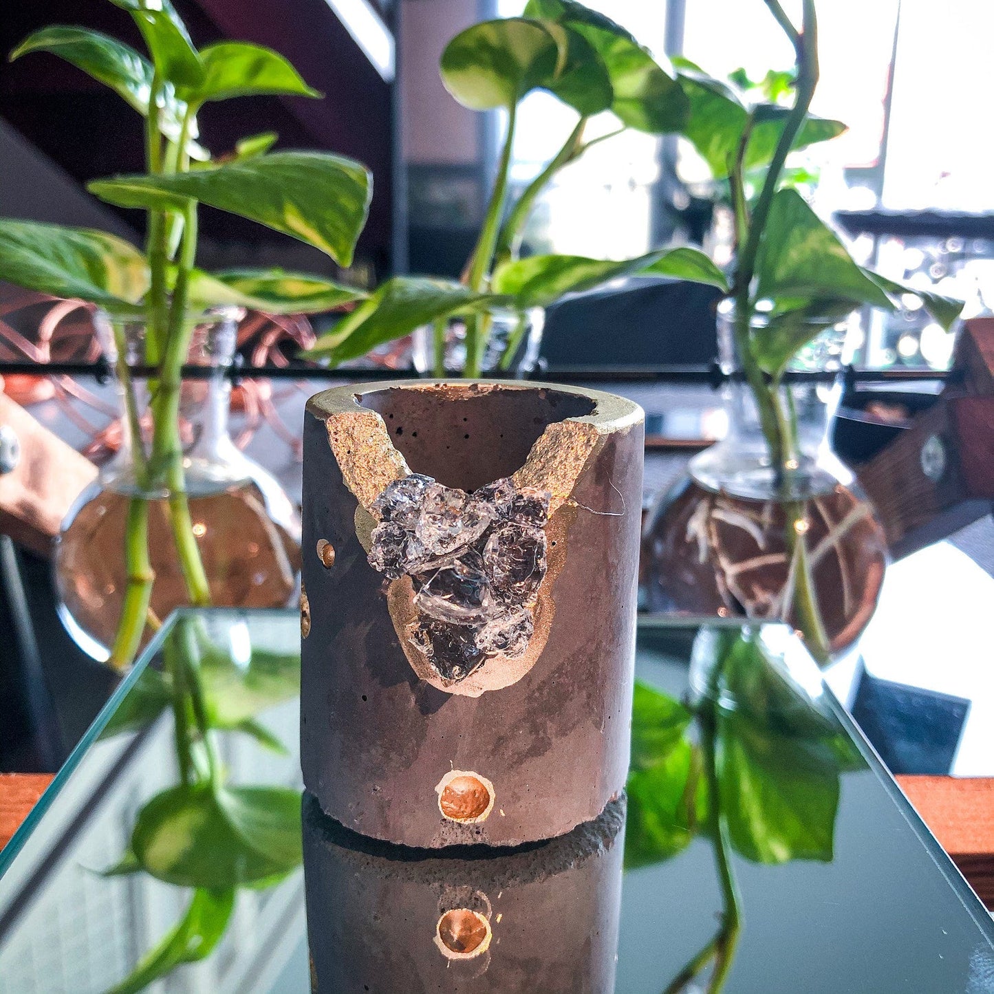 Crystal & Concrete Air Plant Pot Set