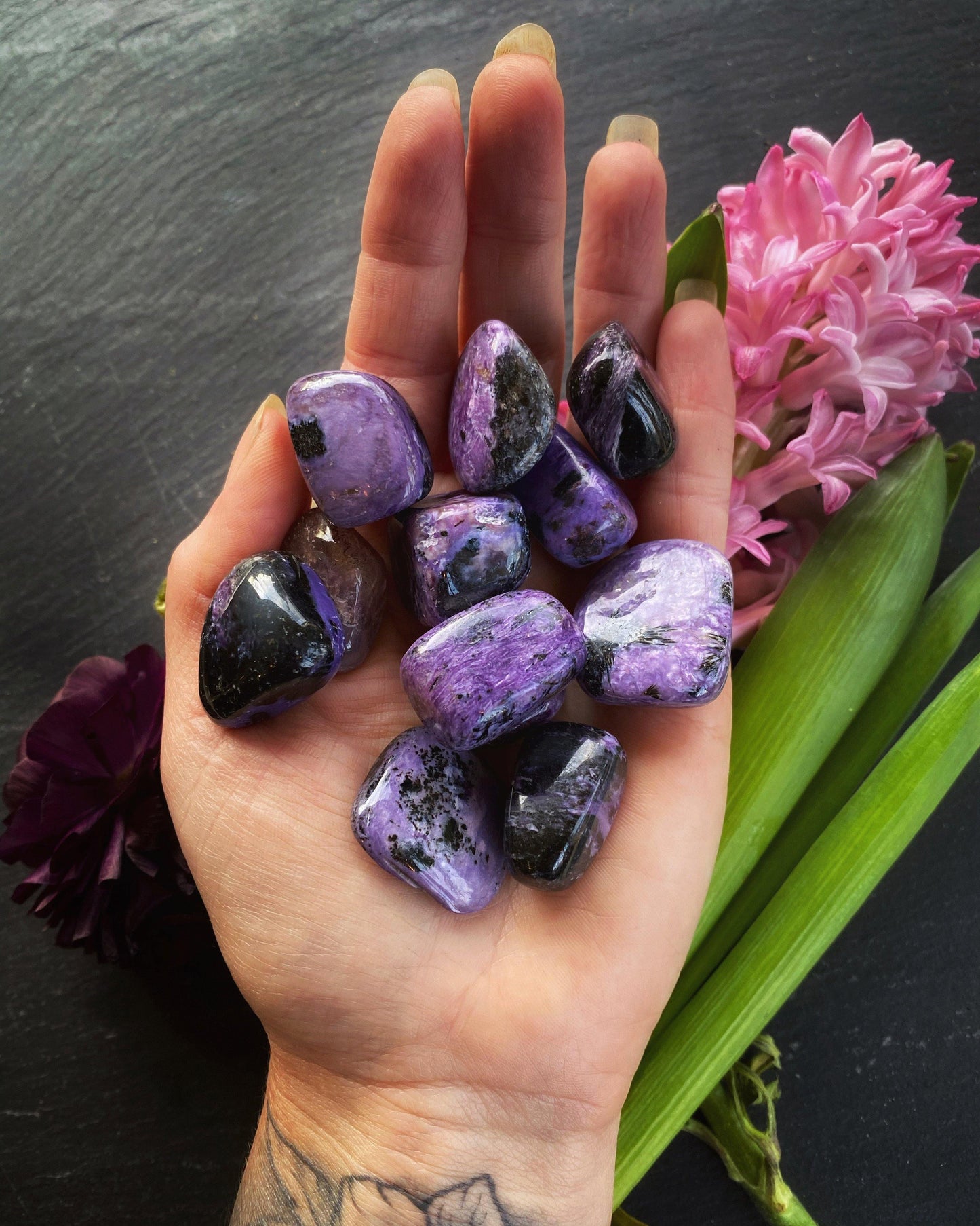 Tumbled Charoite (Grade A+) w/ Aegerine - The Leafy Branch