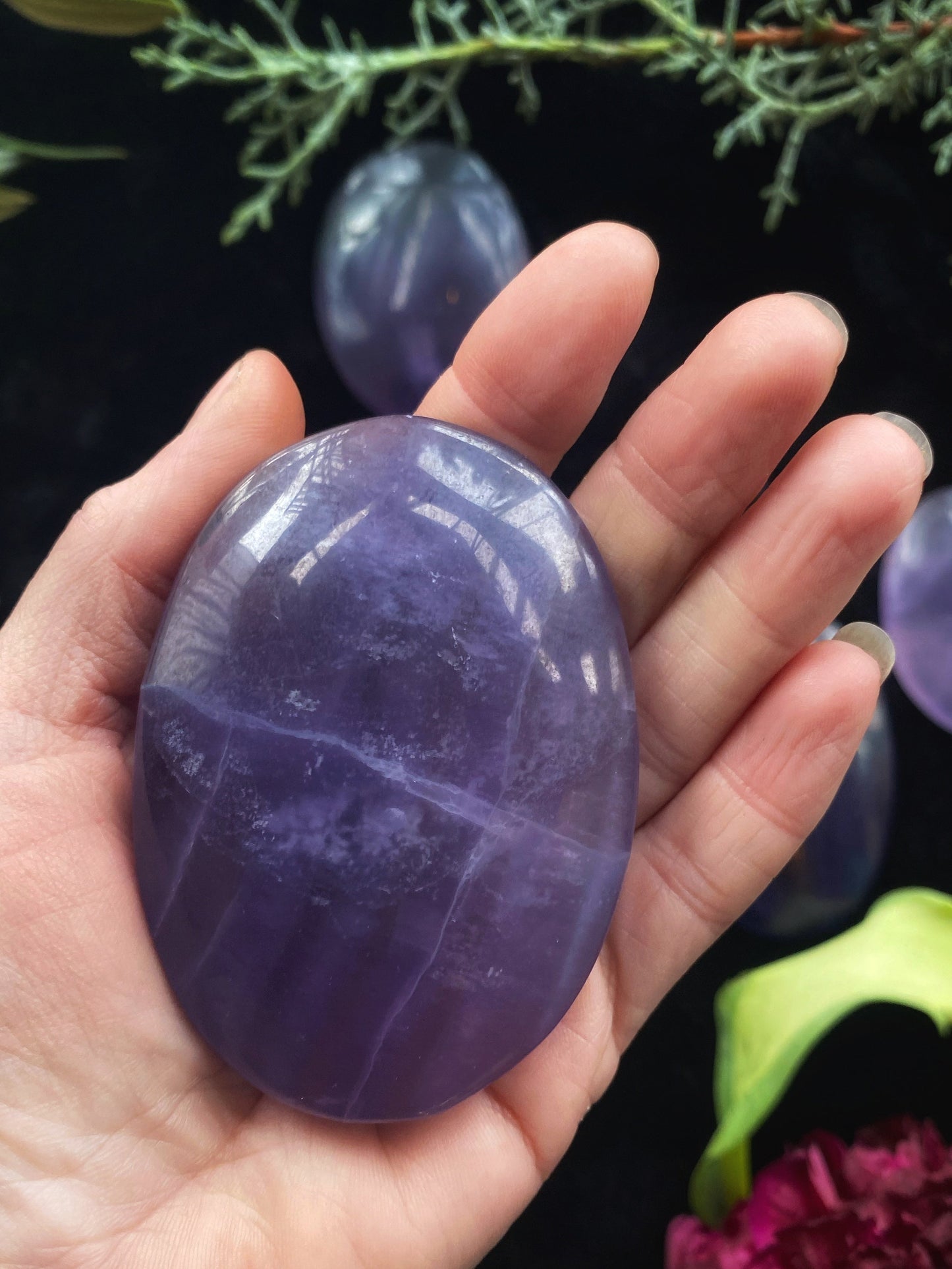 Purple Fluorite Palm Stone - The Leafy Branch