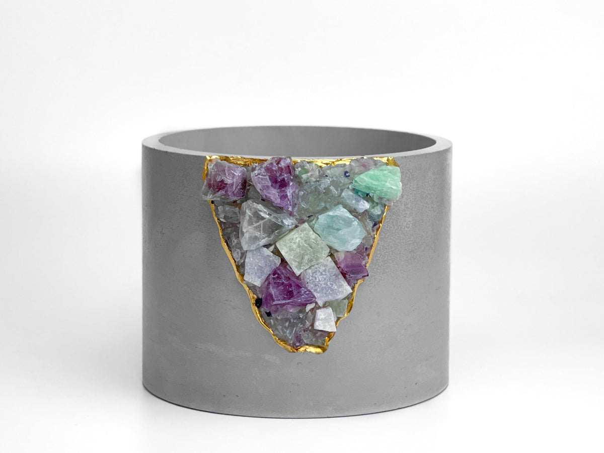 FLUORITE GEODE PLANTER- 6in