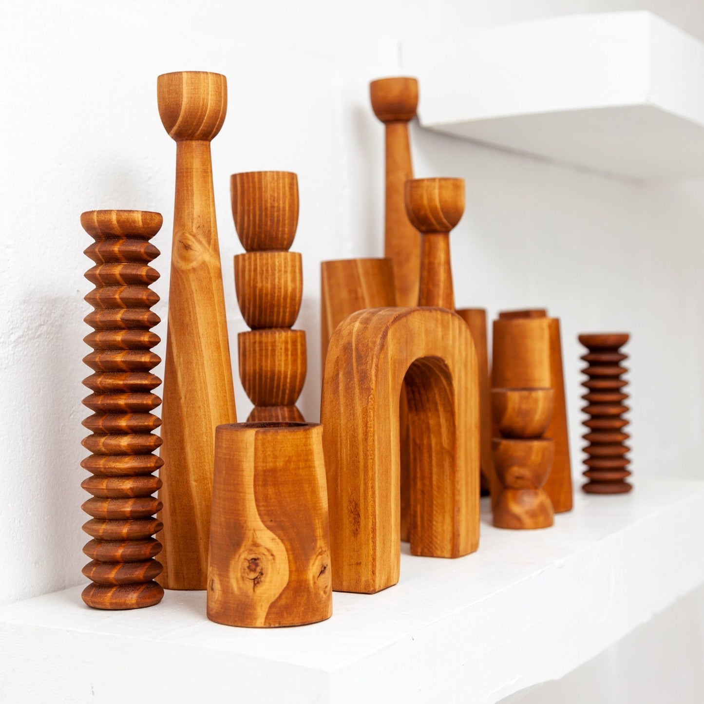 Abstract Wooden Tealight Totem Candle Holder - The Leafy Branch