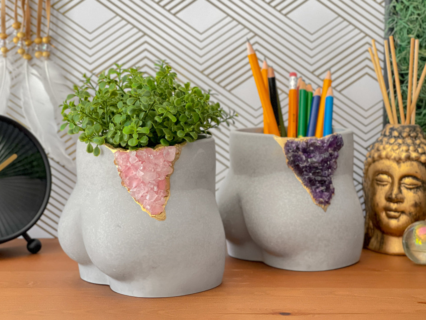 Rose Quartz Butt Planter - The Leafy Branch