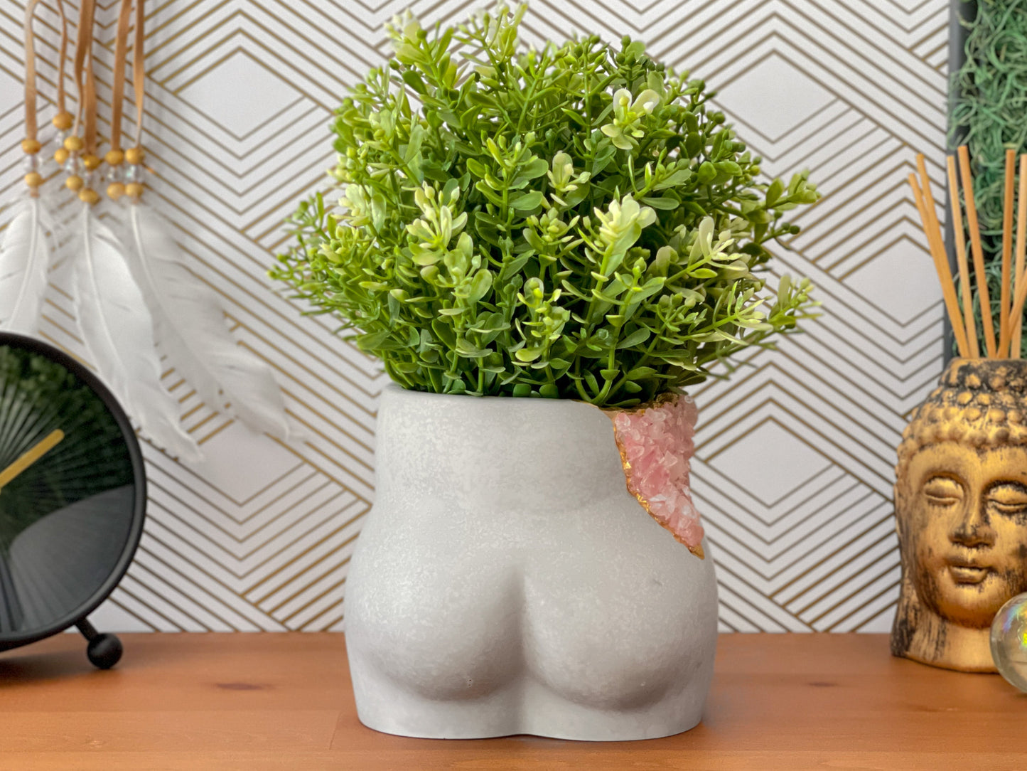Rose Quartz Butt Planter - The Leafy Branch