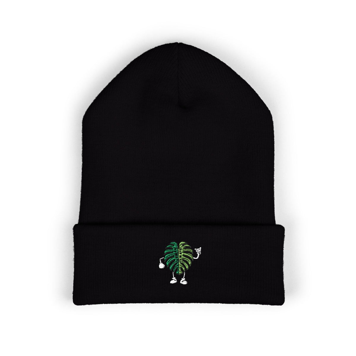Monstera Leaf Cuffed Beanie