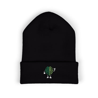 Monstera Leaf Cuffed Beanie