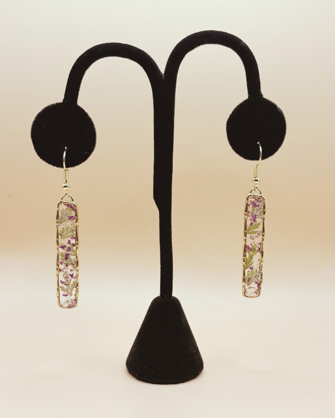Pressed Flower Earrings- purple